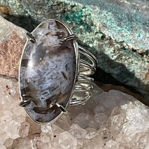 Tube Agate 925 Sterling Silver Ring, Size 6.5